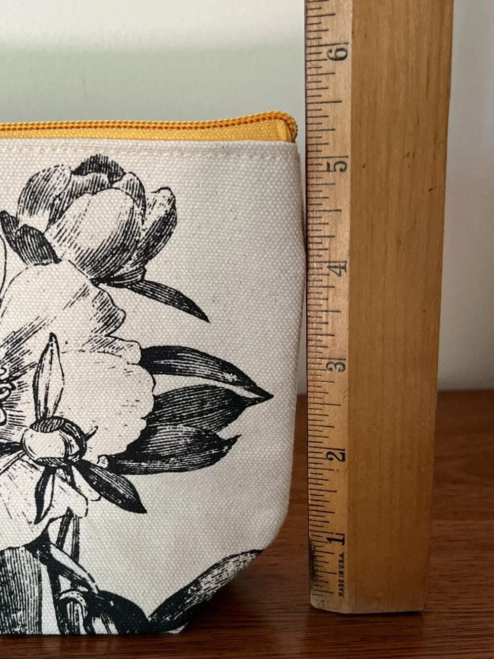Two's Company Canvas Floral Zip Pouch NEW 100% Cotton